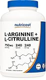 Nutricost L-Arginine L-Citrulline Complex 750mg, 240 Capsules - Non-GMO