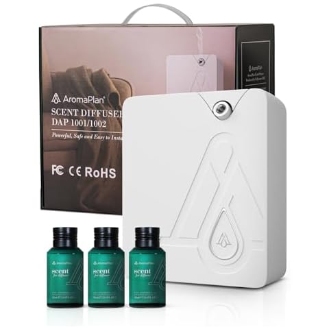 AromaPlan Bundle: White 2024 Upgraded Bluetooth Smart Scent Air Machine + The Top Picks Collection Set (Dubai, Santal, 24k Magic) USA Fragrance & Hotel Fragrance Diffuser Oil Cover