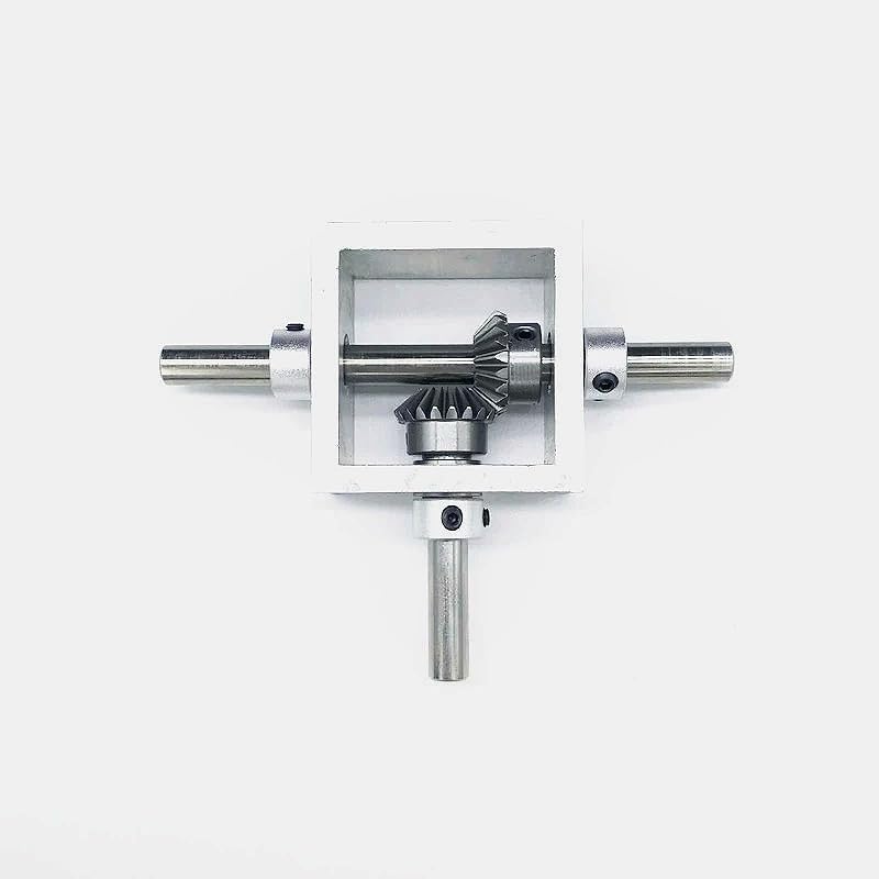 90 Degree Right Angle Bevel Gear Box - 1:1 Ratio, 1 Module 20 Teeth, Aluminum Frame, Single Output Shaft with 6mm/8mm Shaft, Simple Mechanical DIY Gearbox (8mm)