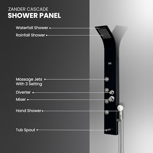 Image of JAAZ Zander Black Shower Panel (Zander Black)