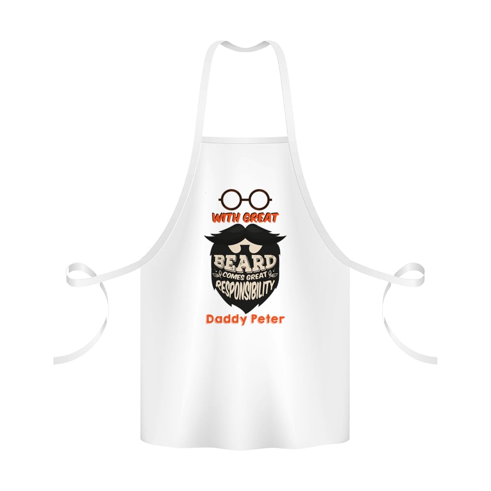 Getagift Personalised Fathers day inspired Great beard Dad Customise with DADDY Name Present Funny Adult Apron, Kitchen Apron.