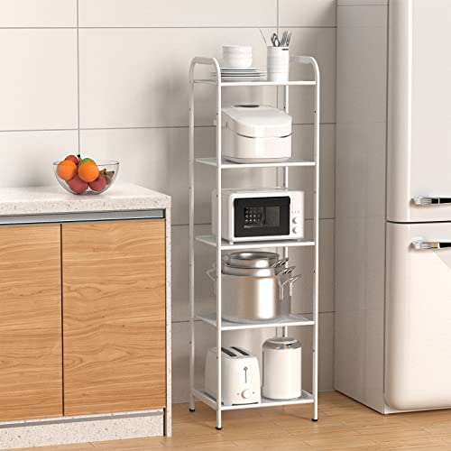 Max Houser 5-Tier Metal Shelving Unit Storage Rack,Extendable Plant Stand Bathroom Organizer With Adjustable Shelf For Kitchen, Office,Living Room, Balcony, Kitchen,White #TOP1