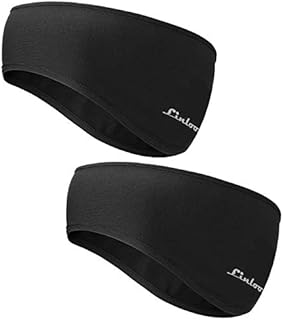 Linlook Winter Headband Ear Warmer - 2 Pack Warm Cozy Fleece Stretchy Ear Muff with Full Cover for Outdoor Sports, Running, Hiking, Cycling, Tennis, Jogging