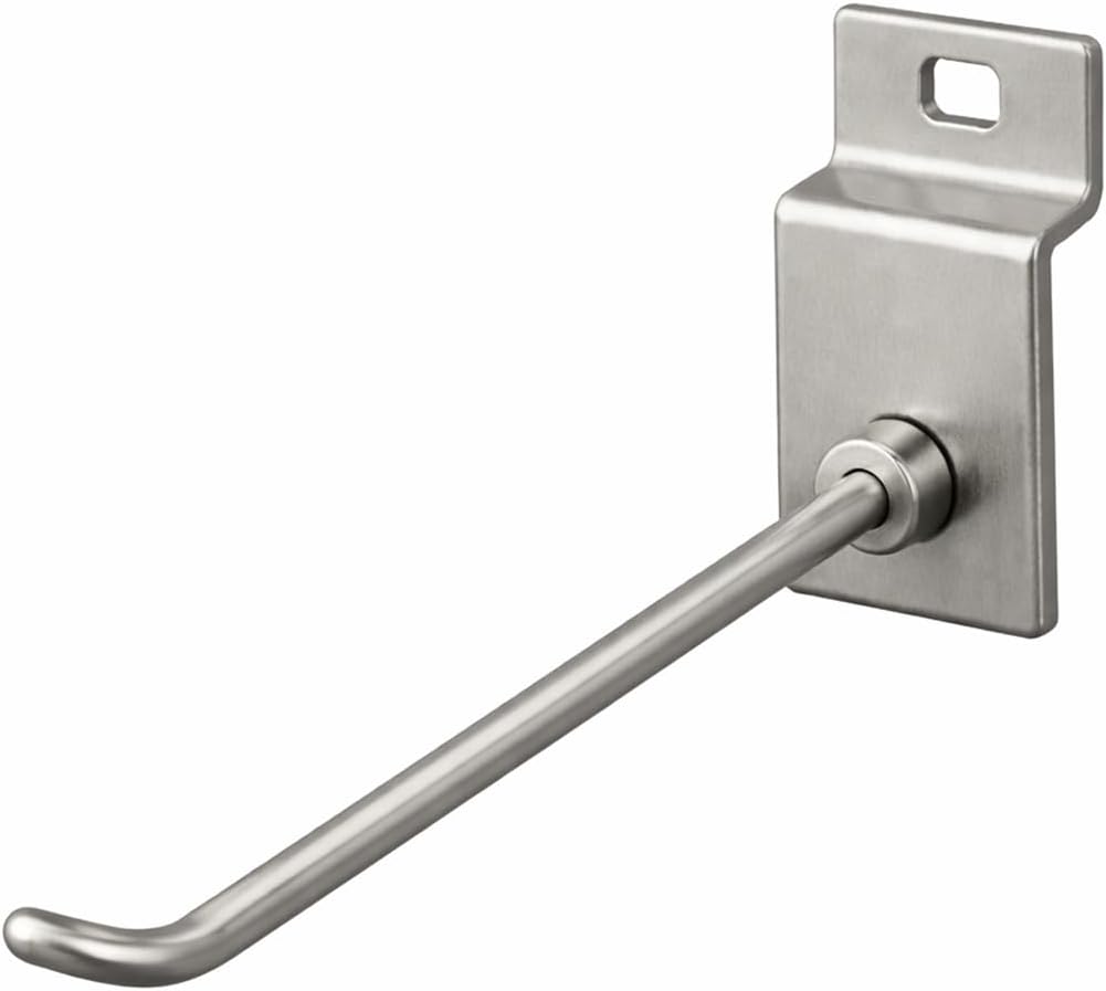 Pack of 25 Slatwall Hooks for Retail Display - 4 Inches Slat Wall Heavy Duty Hanging Hook - Silver Metal Slatwall Peg Hook - Retail Store Display Rack Organizer