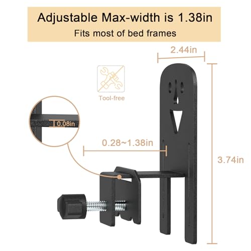 Non Slip Mattress Gaskets for Metal Bed Frame, Cute Anti-Slip Holder in Place Gripper, Mattress Slide Stopper, Sturdy Adjustable Anti-Slip Baffle, Easy to Install, 6 PCS, Black