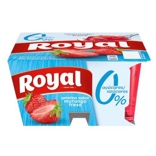 Royal Gelatina Sabor Fresa 0%, Sin Azúcar, Pack 4 x 90g, 360g