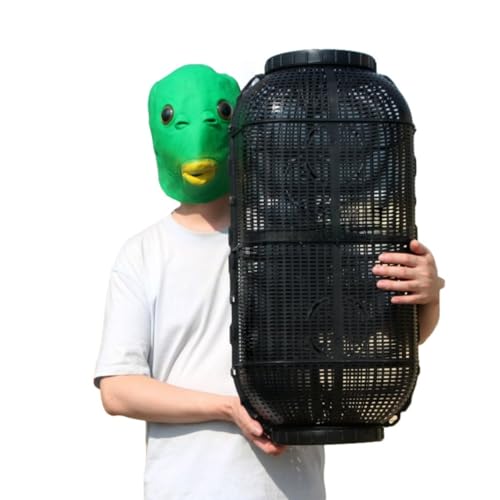 GUIXIAOGUO 釣り餌トラップ カニかごトラップ 釣り かご 網 餌 田んぼ 罠 カニ ミノー キャスト スペシャル ウナギ 用 エビ ロブスター 魚 漁師 ドジョウ メッシュ 捕り 黒 ザリガニ 淡水 海水 軽量 簡単組立 (キングサイズ-2つの入