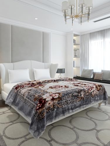 Image of Monte Carlo Double Bed Heavy Winter Blanket Emilia 2 Ply Cloudy 1050 GSM | 5.5 KG (240x220 CM), Grey Brown