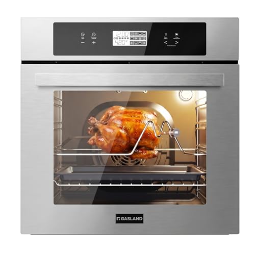 GASLAND 24 Inch Electric Wall Oven, ETL Certified 2.6 Cu.ft Built-in Single Wall Oven, 12 Cooking Functions, 3D Heating, Convection Oven with Rotisserie, Touch Control, Safety Lock, Stainless Steel