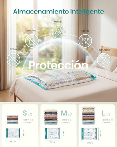 Miniatura 3 de Songmics Bolsas Vacio Ropa, Bolsas De Almacenamiento, Juego De 8
