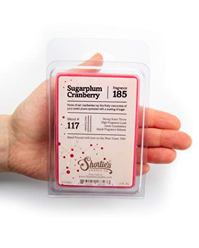 Shortie's Candle Company Sugarplum Cranberry Wax Melts - Formula 117-1 Highly Scented 3 Oz. Bar - Made With Natural Oils - Christmas & Holiday Air Freshener Cubes Collection #TOP3