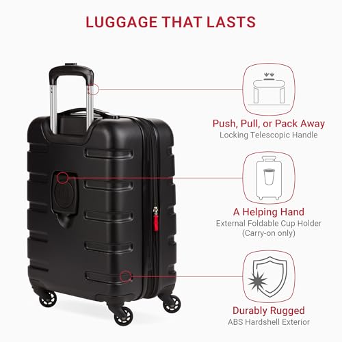 swissgear 7366 hardside expandable luggage with spinner wheels black carry-on 19-inch