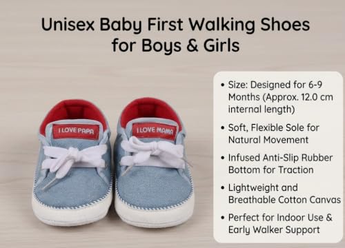 Image of Butterthief Unisex Baby Prewalking Shoes for Newborn Boys & Girls | Soft Sole Infant Bootie with Anti-Slip Bottom | Lightweight Cotton Footwear Early Walker Shoes (6-9 Months, 12 CM)