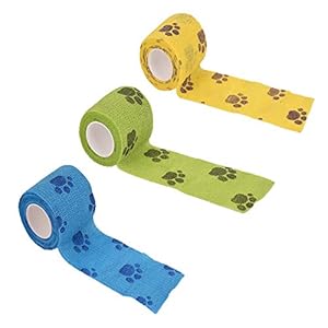 3 Rolls Pet Vet Wrap Self Adhesive Pet Elastic Bandage Vet Wrap Tape for Wrist, Ankle Sprains & Swelling, 3 Colors with…