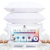 Duck Feather & Down Pillows (4 Pack) – Hotel Quality Bed Pillows for Sleeping, Soft & Breathable...