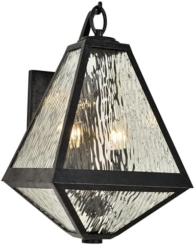Crystorama Brian Patrick Flynn Glacier 2 Light Black Charcoal Outdoor Sconce