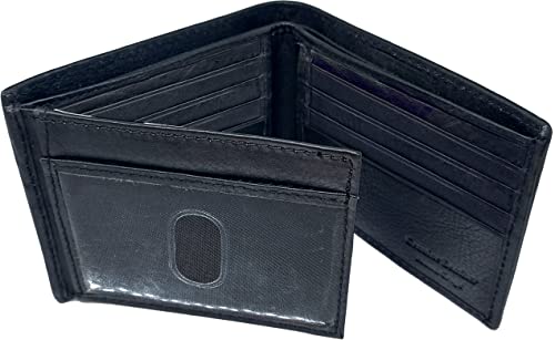 Men's, RFID Protected, Genuine Leather BiFold Wallet With 2 ID Windows On Fold Out (Black)