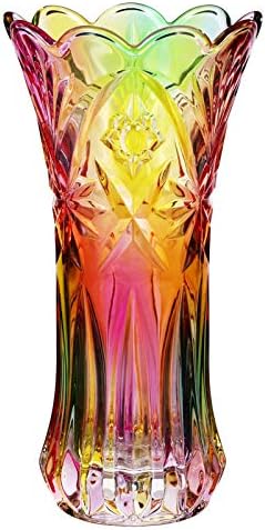 NOLITOY Chic Flower Vase Crystal Glass Vase Rainbow Decorative Plant Container Table Centerpiece Home Decoration
