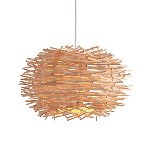 Lampe suspendue nid d'oiseau lustre en osier rotin et bambou pour cuisine E27 - 2
