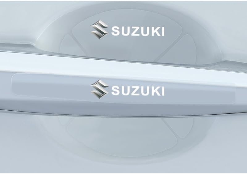 MJITA 8Pcs Car Door Protection Sticker Door Handle Protective Film, For Suzuki S-Presso/Swift/SX4 S-Cross/Vitara/Alto/Ignis/Jimny, Stainless Steel, Chrome Finish, Black