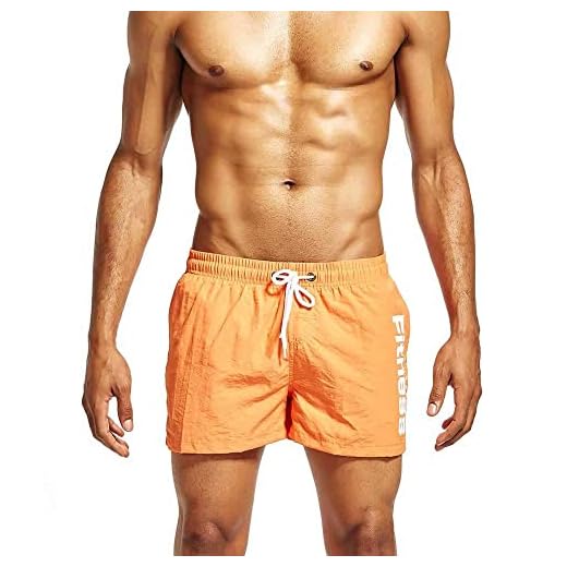 Herr badshorts, Herr Sport Korta byxor Strandbyxor Simning Fitness Gym Running Orange Kläder Beskurna shorts Man Bodybuilding Träning Surfshorts Stor storlek St