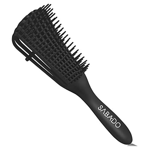 Detangling Brush for Afro America/African Hair, Textured 3a to 4c Kinky Wavy/Coily/Wet/Dry/Oil/Thick/Long/Curly Hair Detangler (Black)
