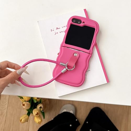 Coque Galaxy Z Flip6 avec dragonne et jolie housse rose cadeau idéal