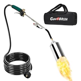 GasBRUH Propane Torch Burner Weed Torch High Output 360,000 BTU with 10FT Hose,Heavy Duty Blow Torch with Flame Control and Turbo Trigger Push Button Igniter,Torch Weed Burner for Wood Ice Snow Road
