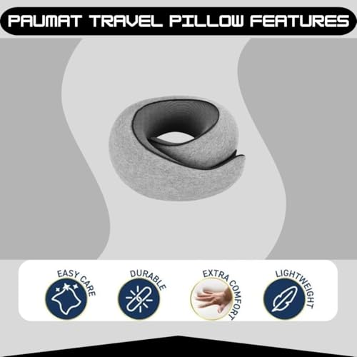 Image of Neck Pillow | Compact Travel Pillows for Airplanes, Car Trips and Home Comfort| Foldable Memory Foam Neck Support | Size Adjustable for Adults and Kids | Lightweight (0.60 Pounds) and U-Shape Design