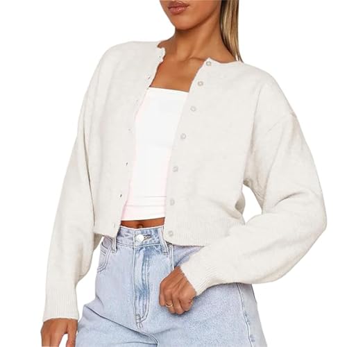 Women Y2K Cardigan Sweater Open Front Button Down Long Sleeve Crop Sweater 90s Vintage Blouse Fall Going Out Top