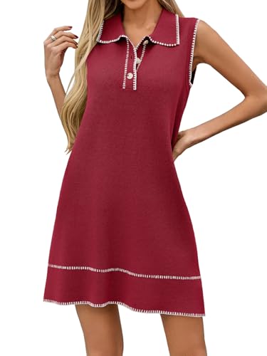 Image of Wenrine Womens Summer Mini Dress Casual Sleeveless Knit Tank Dresses