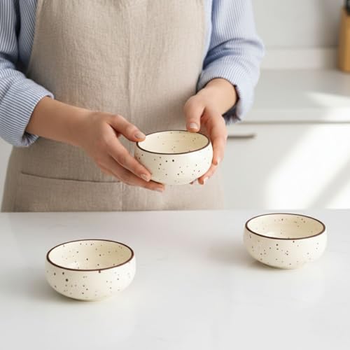 Image of Freakway Hand-Painted Matte Finish Ceramic Bowl Set of 4 (150ml) | Small Serving Soup Bowls, Cereal Bowl, Dessert /Chutney Bowl (3 inch)