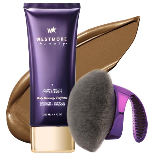 Westmore Beauty Body Coverage Perfector x Blend & Blur Body Brush Kabuki Brush - Waterproof Leg & Body Makeup - Tattoo Cover Up Makeup - 7 Oz Bronze Radiance