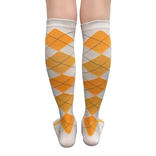Image of Couver Women's Argyle Knee High Socks - Soft Acrylic Over the Calf Tube Style Socks for Casual Athletic - One Size