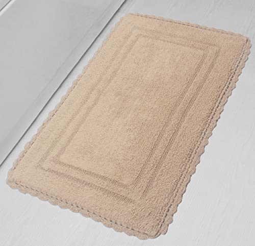 Home Weavers Casual Elegence - Alfombra de baño reversible de algodón absorbente, lavable a máquina, 24 x 40 pulgadas, lino
