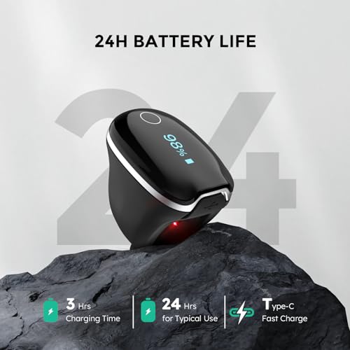 Image of Wellue O2Ring-S Oxygen Monitor for Small Fingers | Rechargeable Pulse Oximeter, Continuous Blood Oxygen & Pulse Rate Tracking with Vibration Reminder | 24 hrs Battery Life, 4 * 10 Hours Data Storage