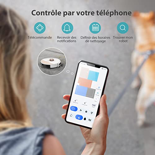 Robot Aspirateur Laveur, HONITURE Q6 Lite Aspirateur Robot, Laser Navigation,Cartographie Multi-étages, 2500Pa, WiFi/App/Alexa, pour Poils Animaux, Sols - Image 6