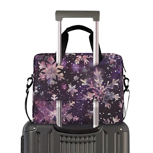 Maletín para portátil rosa con estampado de copos de nieve, 13-15.6 pulg miniatura 3