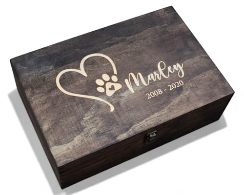 Personalized Pet Memory Keepsake Box Custom Engraved Wooden Memorial Box with Lid - Pet Loss Gift for Dogs or Cats Remembrance Storage Boxes for Ashes, Urns, Photos Forever Friend Always In Your Heart