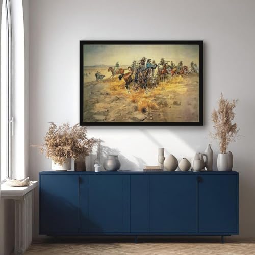 The Alarm Bell toile western Charles M Russell pour créer un espace bureau style chalet
