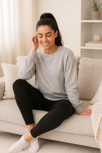 Miza Women's Winter Ribbed Thermal Leggings, Soft Elastic Material, One Size, High Waist Thermal Pants (Black)