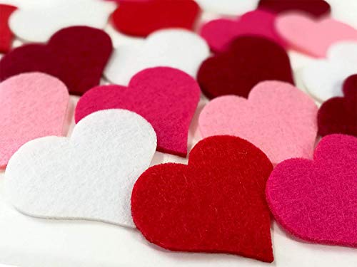 Summer-Ray 100 Felt Heart Laser Cutout Scrapbooking Embellishment Assorted Color, red, 47x41x2mm - Image 3