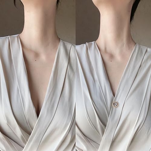 Women Shirt Brooch Buttons Blouse Pins Modesty Pins Cover Up Brooch Pins Safety Invisible Buttons Prevent Accidental Exposure of Buttons for Women Girls Clothes Cardigan Dress