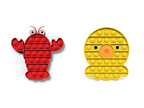 VANMAL Push Pop Bubble Fidget Stress Fidget Toys,Push Pop Sensory Toy Anxiety and Stress Relief, 2 Pack SiliconePopper Fidget Good for Autism ADHD Suitable for All Ages Board Game (Octopus+Lobster)