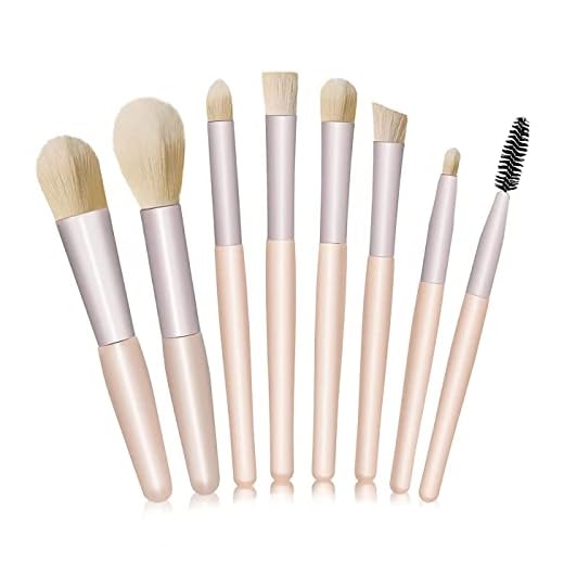 WitBicg Pinceaux Maquillages Yeux, 8 Pièces Pinceau Fond De Teint Nettoyant Pinceaux Maquillage Pinceau Blush Pinceau Fond De Teint Fluide Professionnel Set (Abricot)