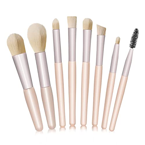 WitBicg Pinceaux de Maquillage Yeux, Set 8 Pièces avec Fond de Teint, Nettoyant, Blush et Teint Fluide Professionnel (Abricot)