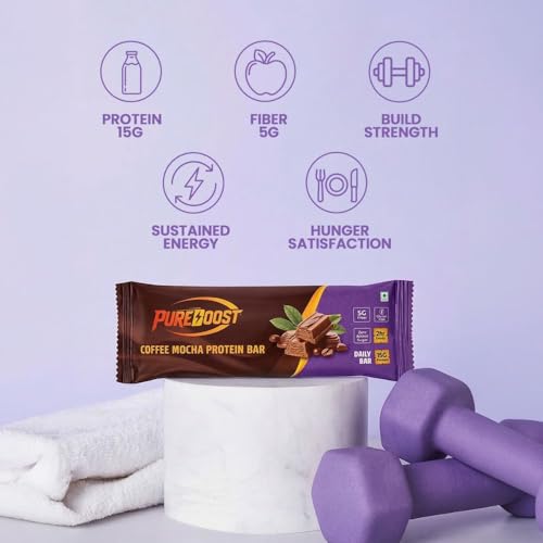 Image of Coffee Mocha Protein Bar |15g Protein Energy Bar | Gluten Free High Fiber Healthy Snack | Zero Added Sugar Nutrition Bar | Pre & Post Workout Gym -50g (Pack of 6)