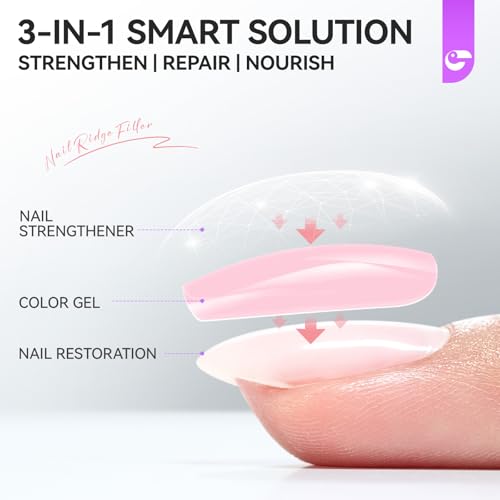 Image of Gelike EC Nail Growth Treatment: Milky Pink 15ml Natural Nail Strengthener for Weak and Damaged Nails - Protein Nail Hardener for Home Salon Outdoor