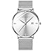 Produktbild MROSW Sport Herrenuhr Business Casual-Quarz-Armbanduhr-Edelstahl-Mesh-Bügel-Ultra Dünnen Zifferblatt Datum Uhr Reloj Hombre,D