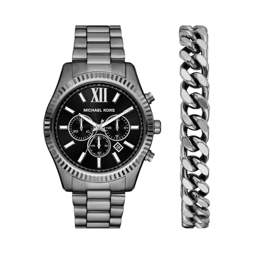 Michael Kors Reloj Analógico para Hombres de Cuarzo con Correa en Acero Inoxidable MK9217SET